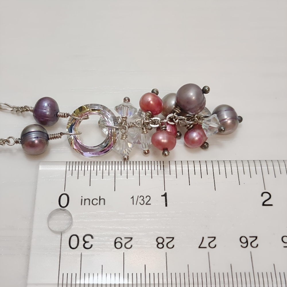 Vintage Sterling Silver Handmade Genuine Pearl Beaded Tassel Necklace 18 inch - Picture 5 of 8